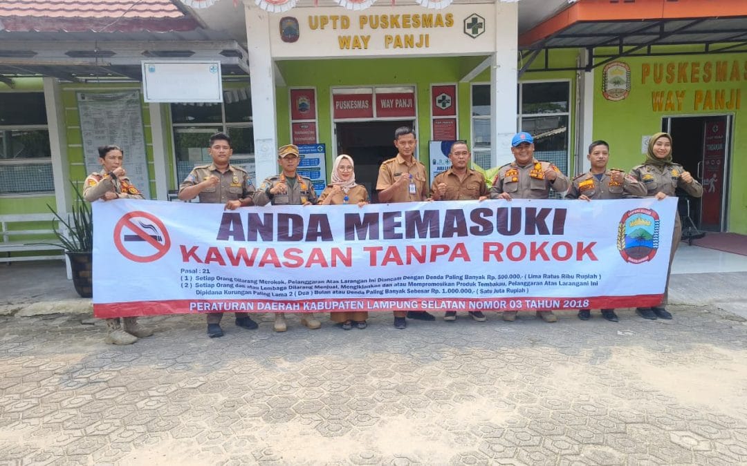 Satpol PP Kabupaten Lampung Selatan Laksanakan Monitoring dan Pembinaan Kawasan Tanpa Rokok di UPTD Puskesmas Way Panji