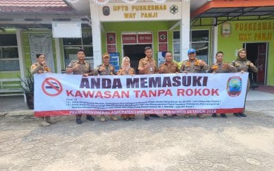 Satpol PP Kabupaten Lampung Selatan Laksanakan Monitoring dan Pembinaan Kawasan Tanpa Rokok di UPTD Puskesmas Way Panji